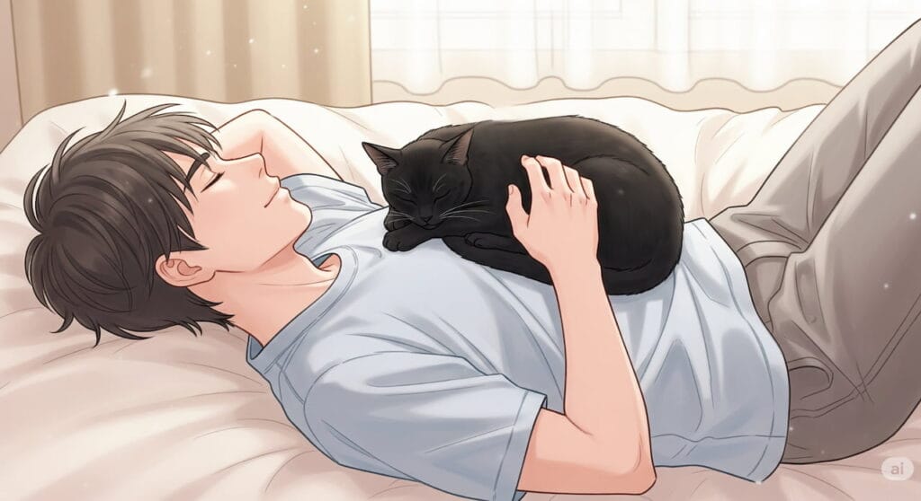 猫がお腹の上で寝るスピリチュアルな意味と絆を深める方法